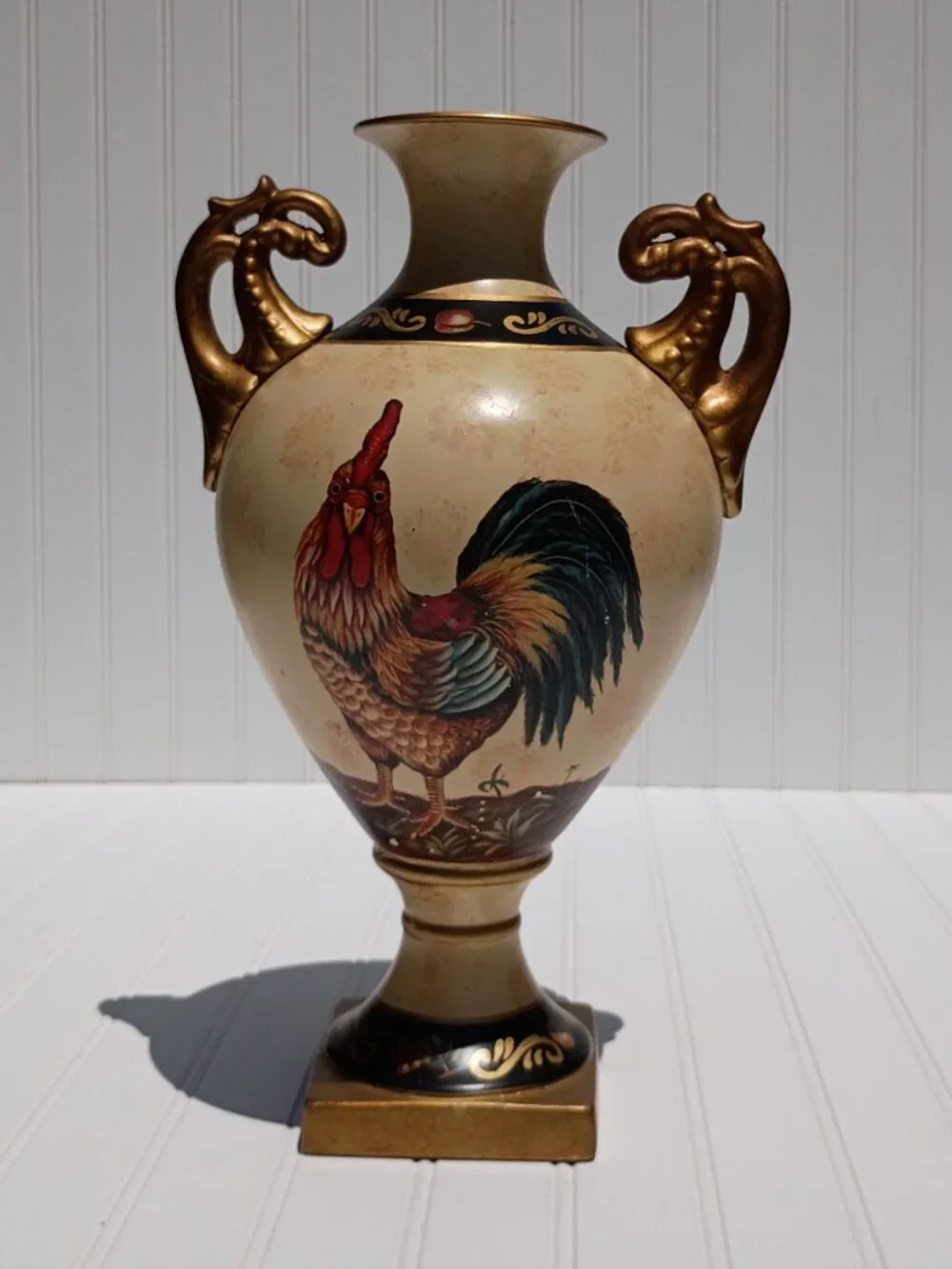 Vtg La Dolce Vita Ja Designs Antique Rooster Collection Ceramic Vase Urn 15.5